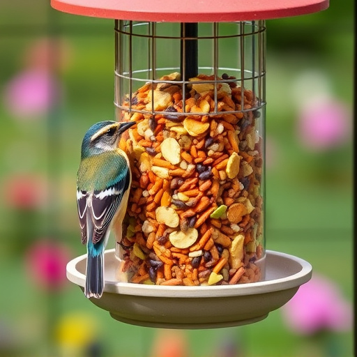 Garden feeder filled with robin-friendly mix
