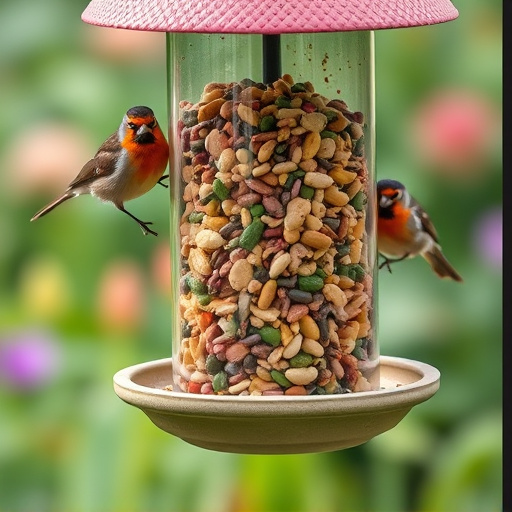 Garden feeder filled with robin-friendly mix