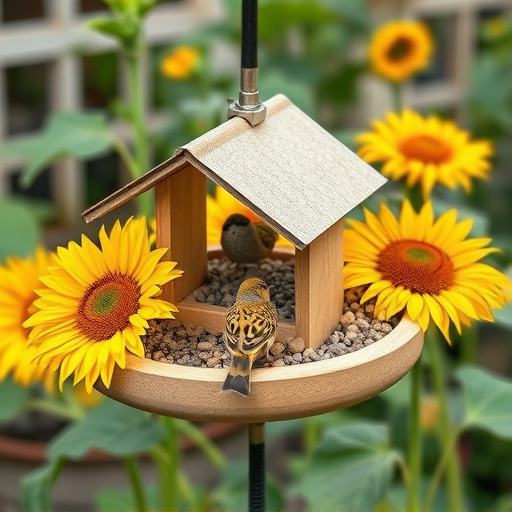 Garden feeding station filled with sunflower hearts