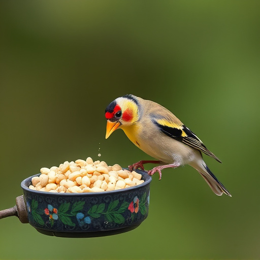 Goldfinch feeding on nyjer seeds