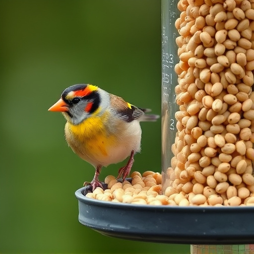 Goldfinch feeding on nyjer seeds