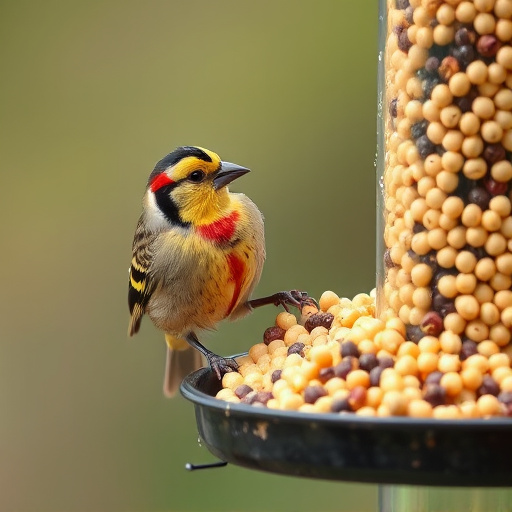 Goldfinch feeding on nyjer seeds