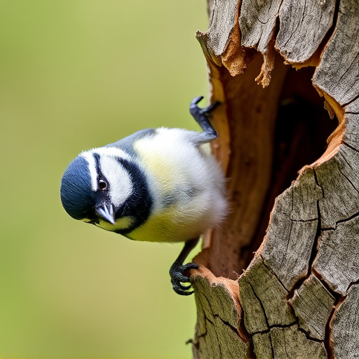 Great tit cracking open peanut shell