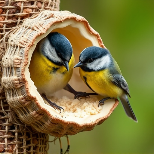 Great tit cracking open peanut shell
