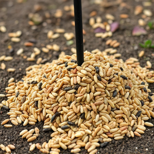 Ground feeder with mixed birdseed pile