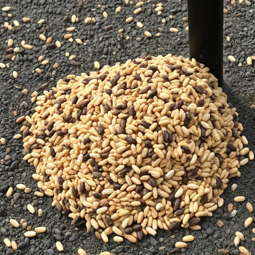 Ground feeder with mixed birdseed pile