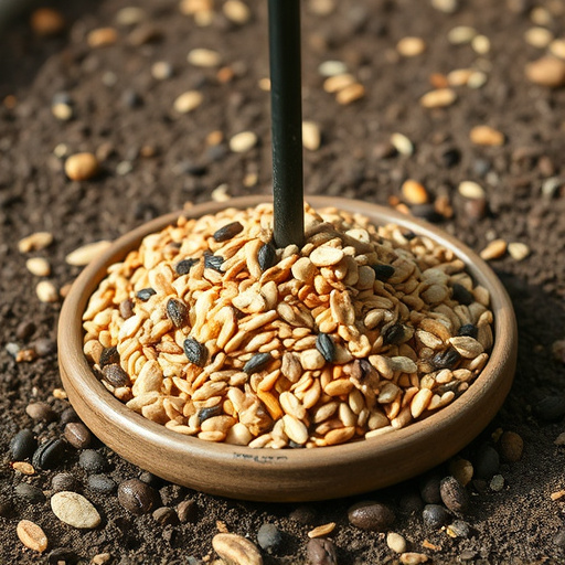 Ground feeder with mixed birdseed pile