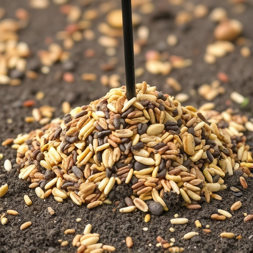 Ground feeder with mixed birdseed pile