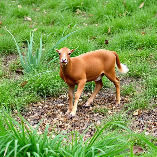 Ground-level feeder surrounded by grass
