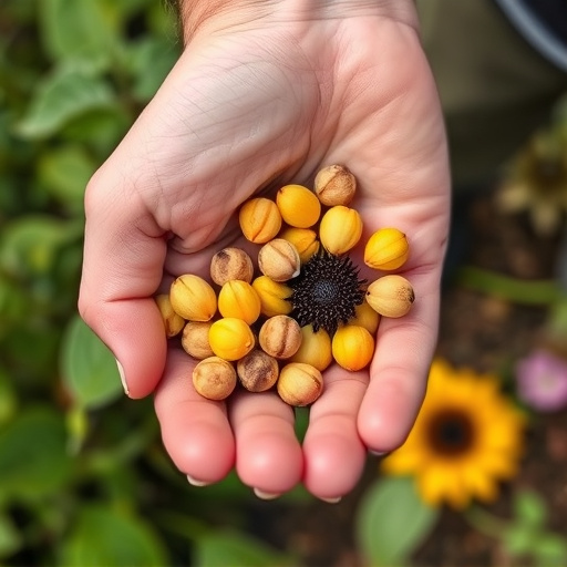 Hand holding handful of sunflower hearts