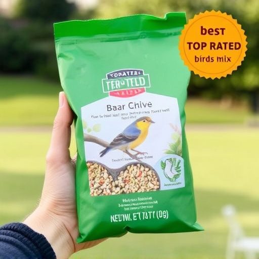 Hand holding top-rated bird seed mix