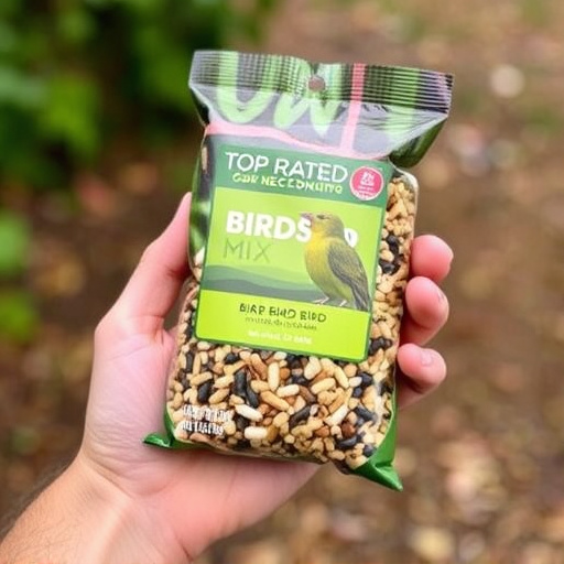Hand holding top-rated bird seed mix