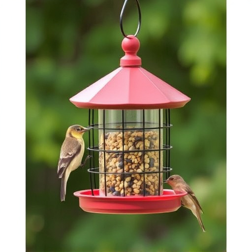 Hanging bird feeder with squirrel guard
