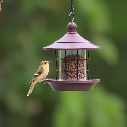 Hanging bird feeder with squirrel guard