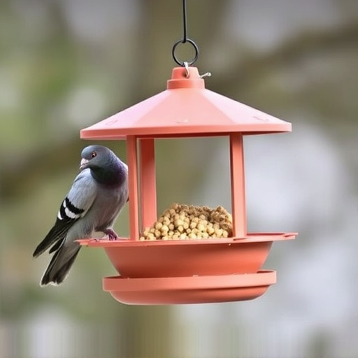 Hanging feeder with pigeon-proof features