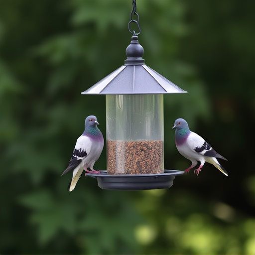 Hanging feeder with pigeon-proof features