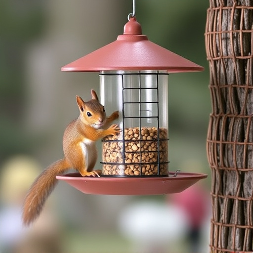 Hanging feeder with squirrel-resistant mechanism