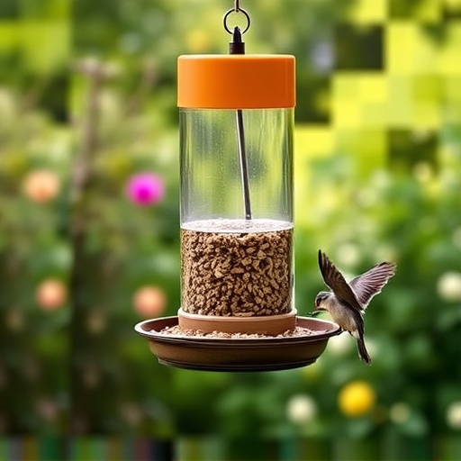 Hanging feeder with waste-catching tray