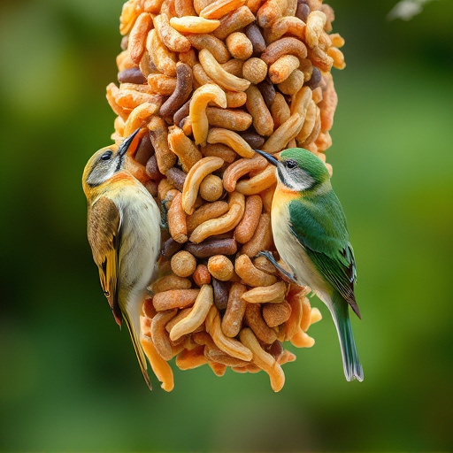 Hanging suet pellets with mealworm pieces