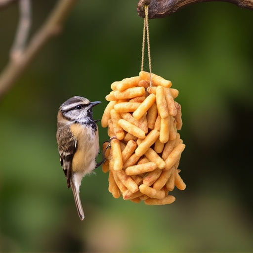 Hanging suet pellets with mealworm pieces