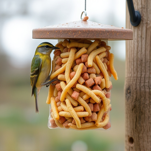 Hanging suet pellets with mealworm pieces