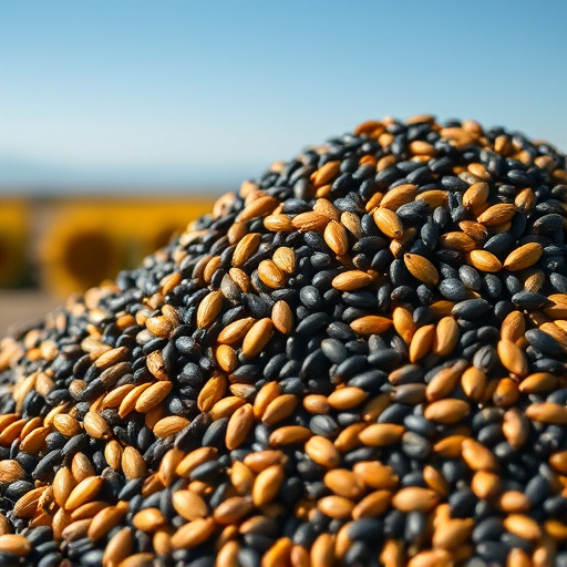 Heap of black oil sunflower seeds