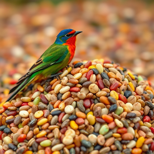 Heap of colourful wild bird seeds