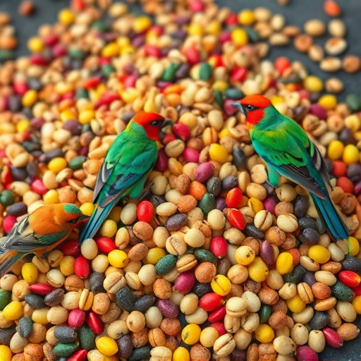 Heap of colourful wild bird seeds