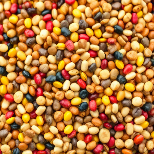 Heap of colourful wild bird seeds