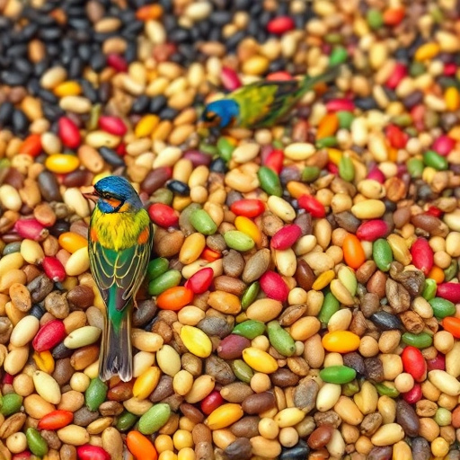 Heap of colourful wild bird seeds