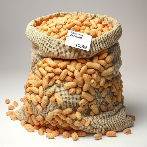 Large sack of peanuts with price tag