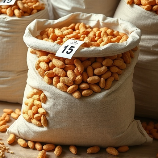 Large sack of peanuts with price tag