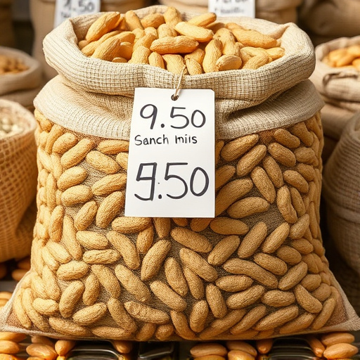 Large sack of peanuts with price tag