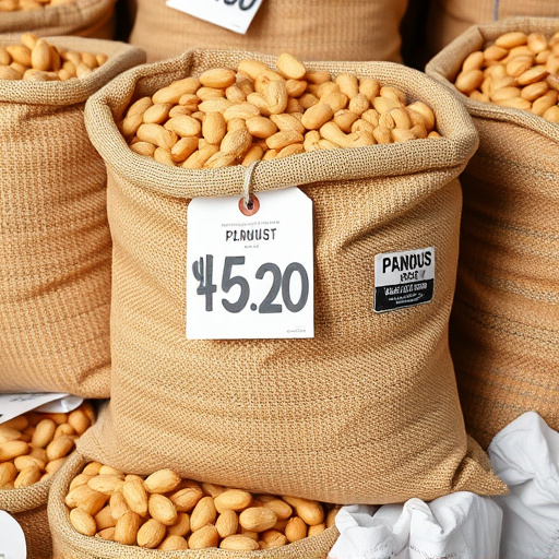 Large sack of peanuts with price tag