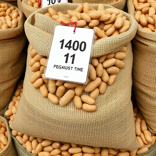 Large sack of peanuts with price tag