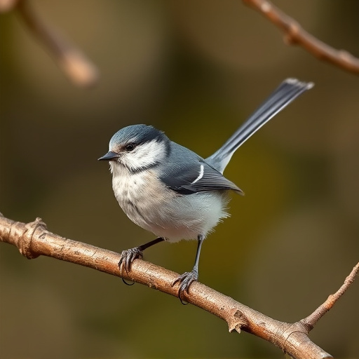 Long-tailed tit on tree branch