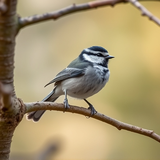 Long-tailed tit on tree branch