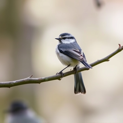 Long-tailed tit on tree branch