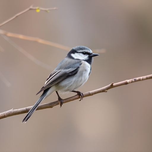 Long-tailed tit on tree branch