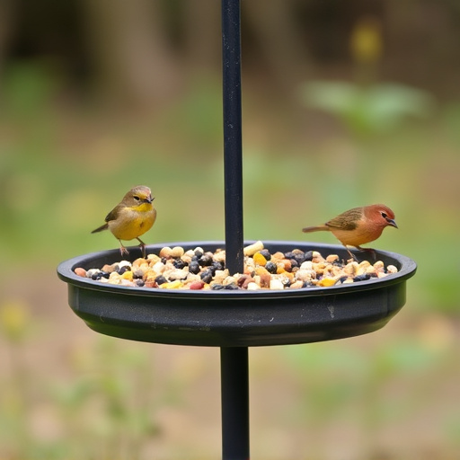 Low platform feeder with scattered seed mix