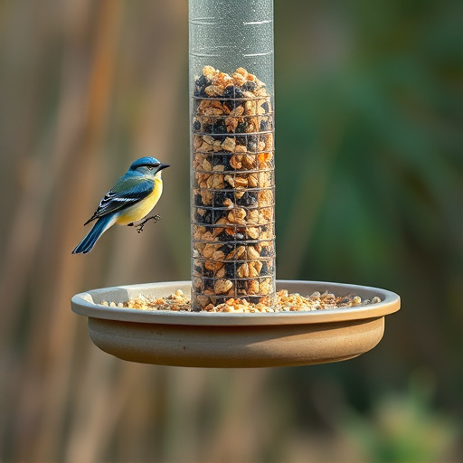 Low platform feeder with scattered seed mix