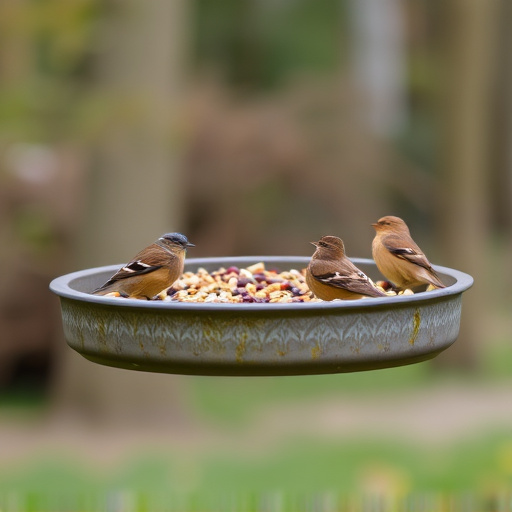Low platform feeder with scattered seed mix