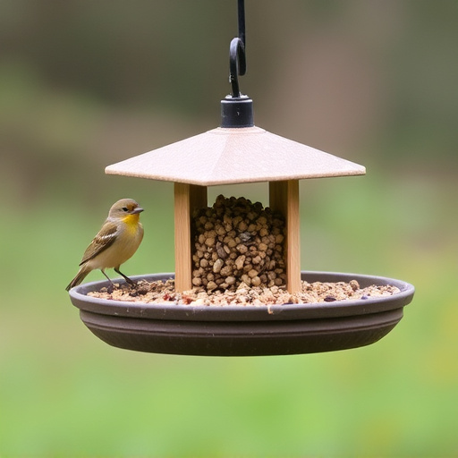 Low platform feeder with scattered seed mix