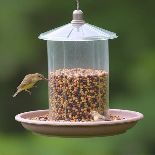Low platform feeder with scattered seed mix