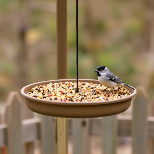 Low platform feeder with scattered seed mix