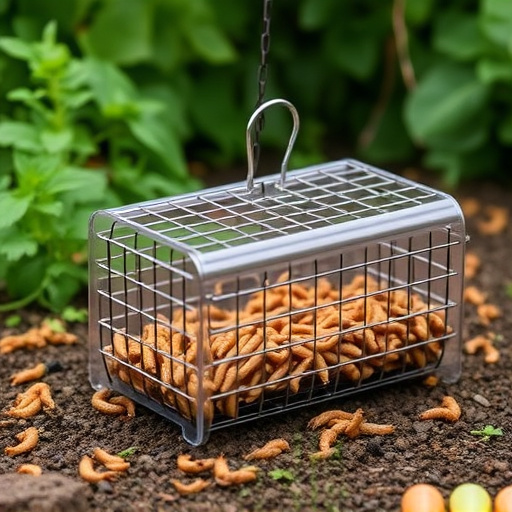 Mealworm feeder with protective wire mesh