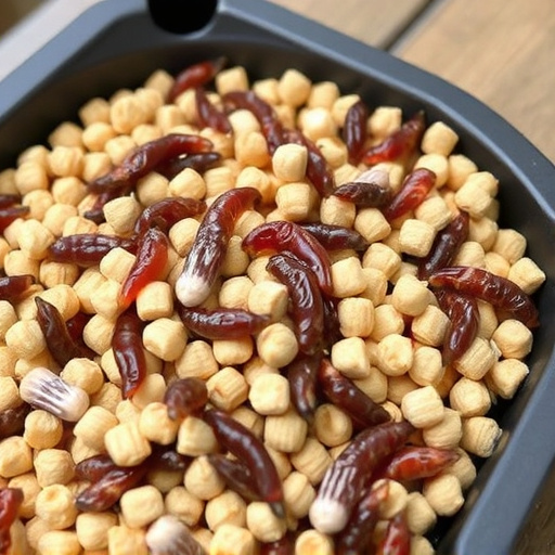 Mealworm-filled suet pellets on tray