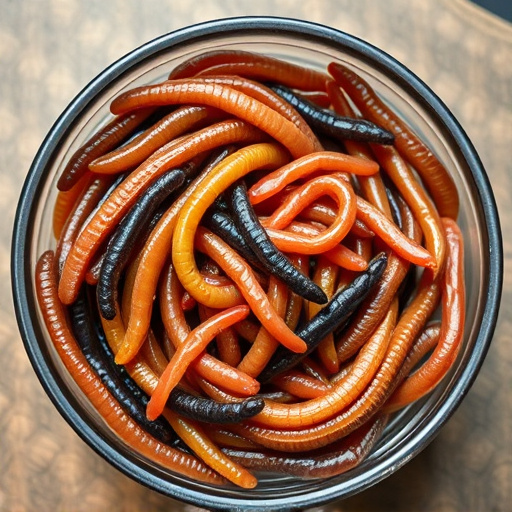 Mealworms offered in shallow dish