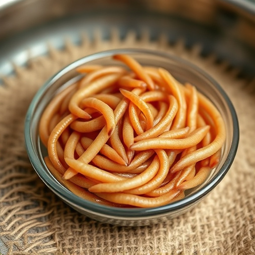Mealworms offered in shallow dish