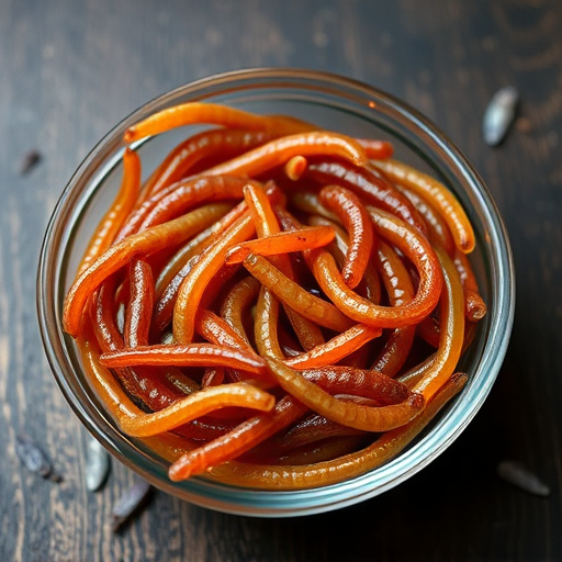 Mealworms offered in shallow dish